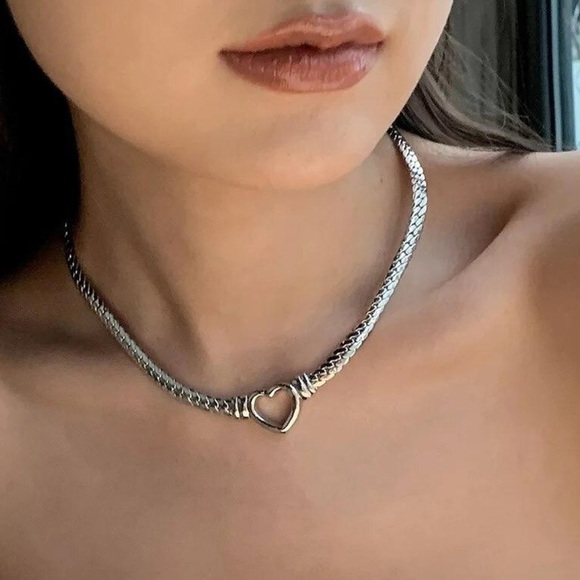 Heart link necklace ,18k gold plated heart necklace - Picture 2 of 2